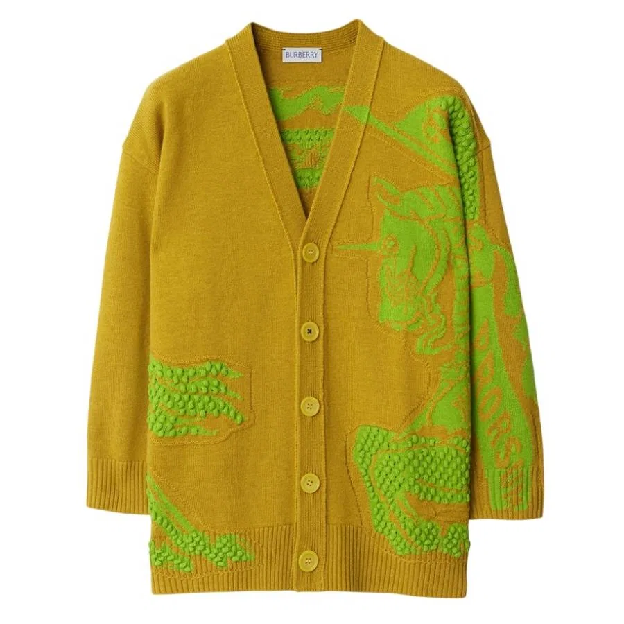 Кардиган с V-образным вырезом Kids Bobble EKD Embroidered Burberry, Fallow