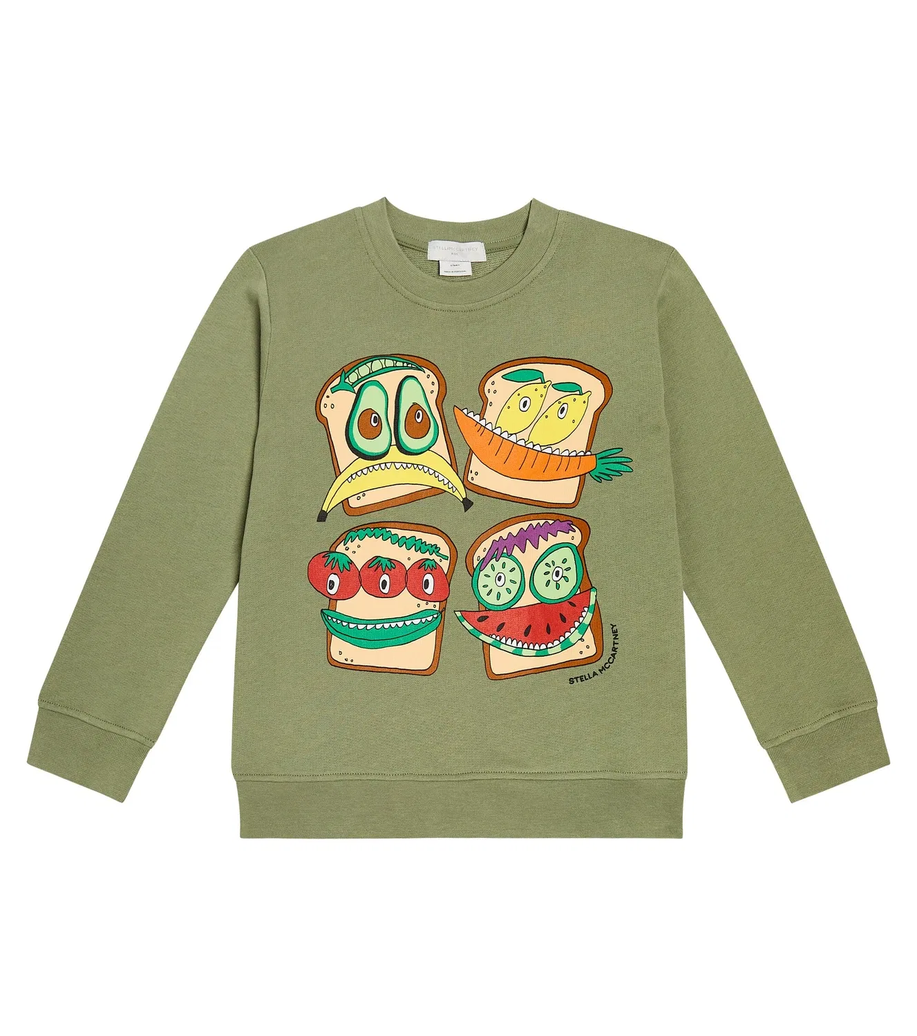 Свитшот хлопковый Stella Mccartney Kids, хаки