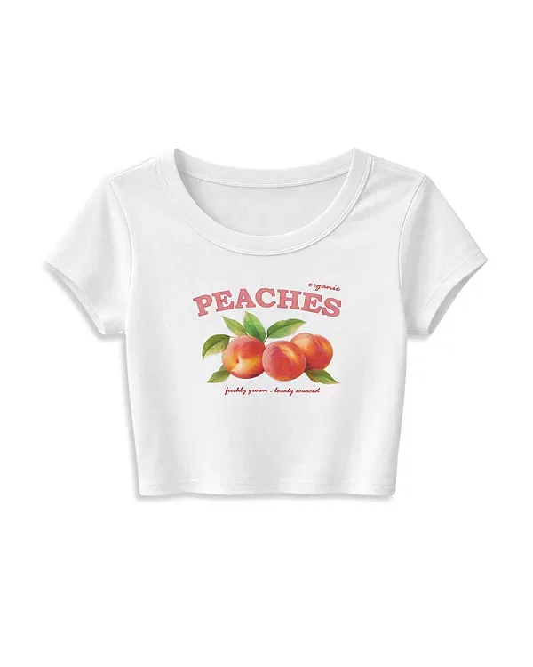 Детская футболка для девочек с принтом Peach Graphic Tee KatieJ NYC, белый
