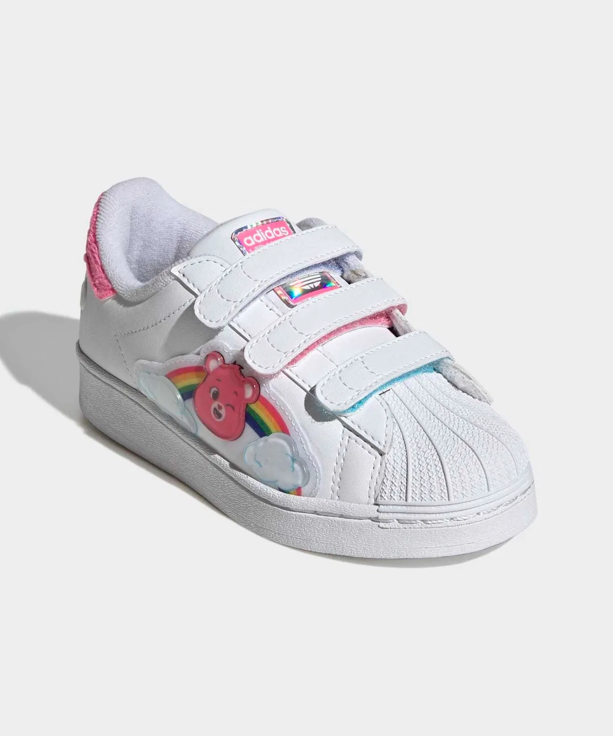 Детские кроссовки с LED-подсветкой Care Bears Superstar Adidas, Белый — фото 4
