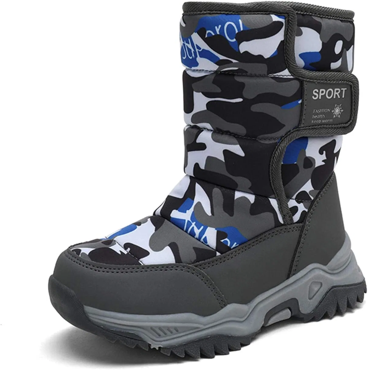 Детские зимние ботинки с меховой подкладкой Snow Boots Eliogn, Camouflage Gray