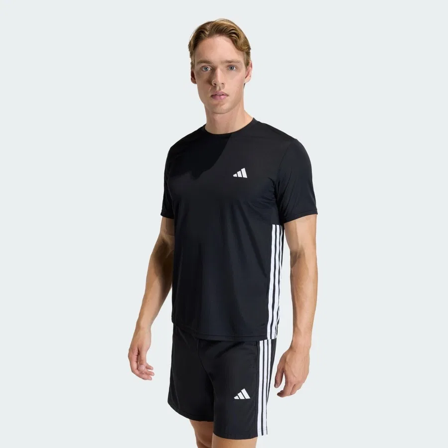 Футболка мужская с длинным рукавом Performance Workout Essentials Base 3-Stripes adidas, Бело-черный
