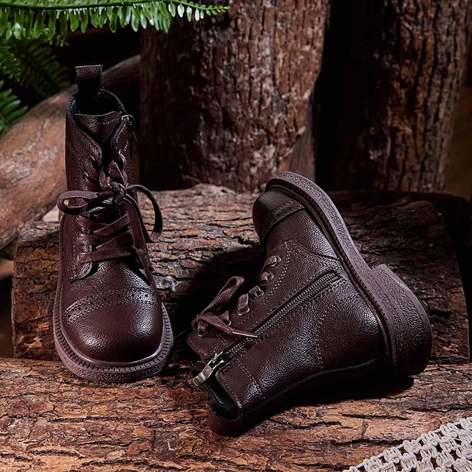 Детские ботинки для девочек на шнуровке с боковой молнией Y2K Short Boot — фото 4