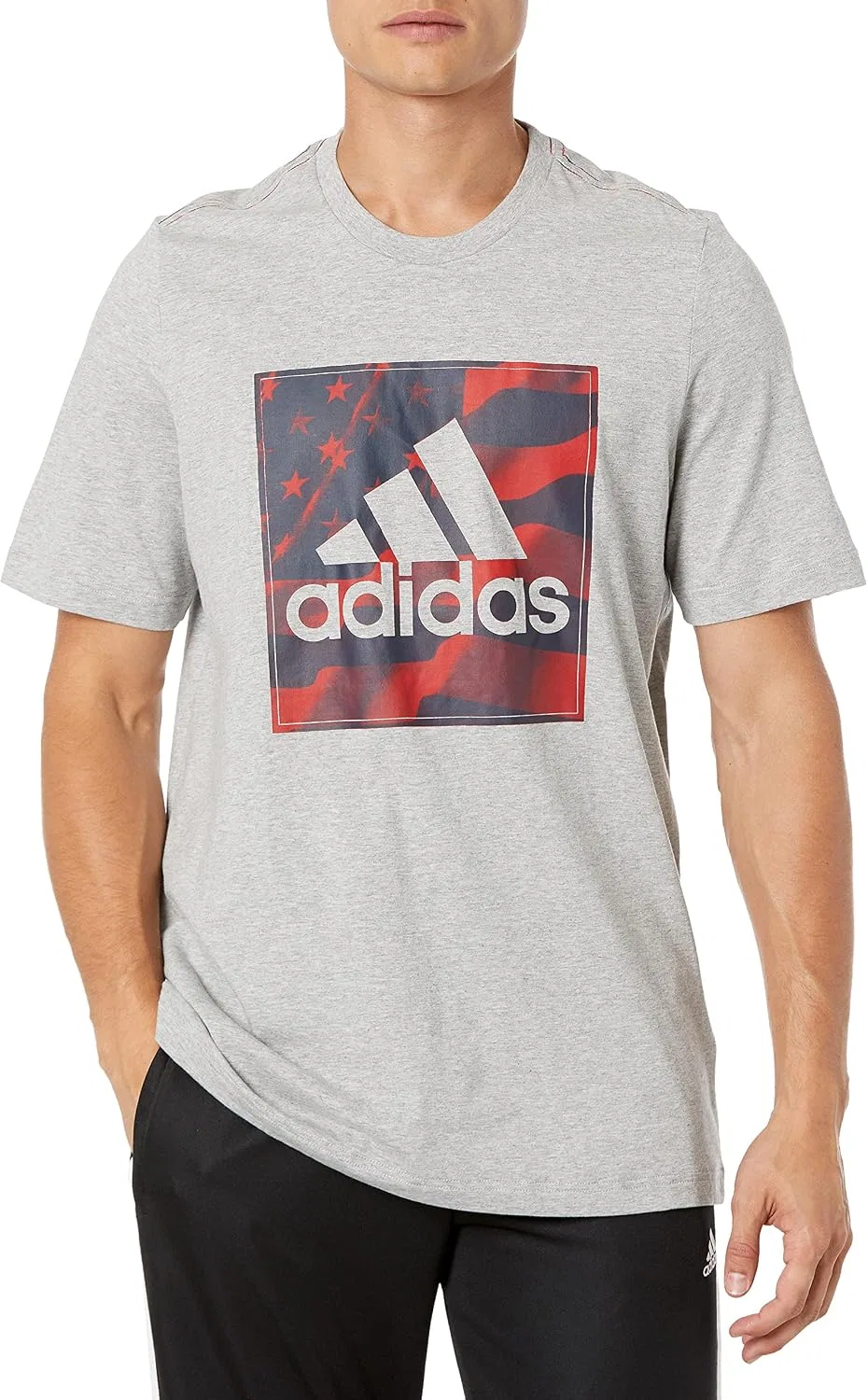 Мужская футболка с патриотическим принтом adidas, Medium Grey Heather