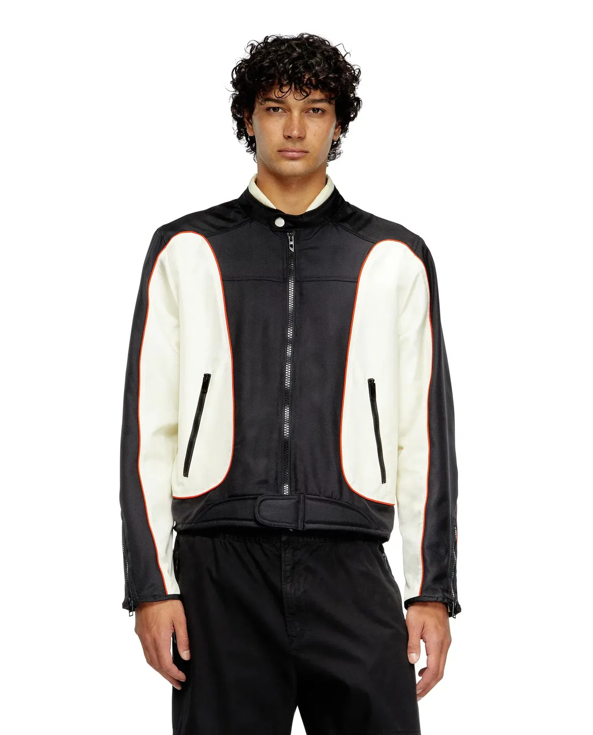Мужская куртка-косуха с цветовыми блоками Diesel, Negro / Blanco