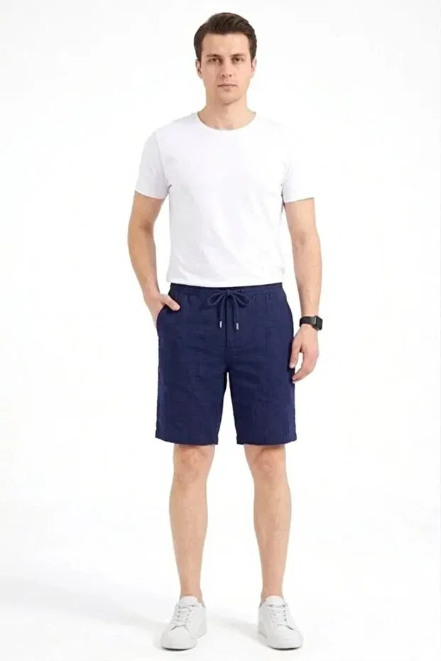 Детские шорты для девочек льняные Vella Moda, Navy Blue — фото 2