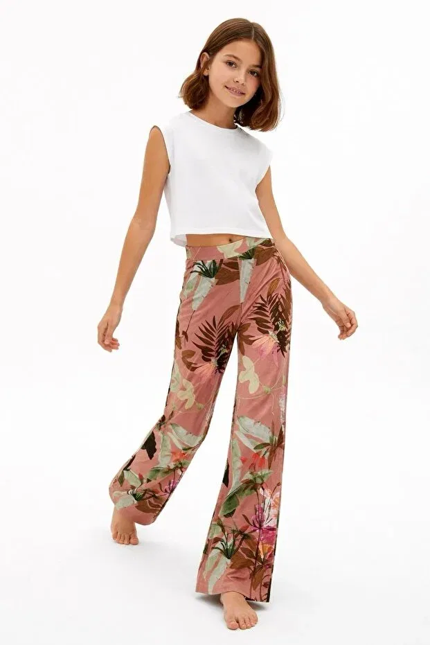 Детские спортивные штаны для девочек с принтом Floral Print Jeopardi, Rose Dry — фото 2