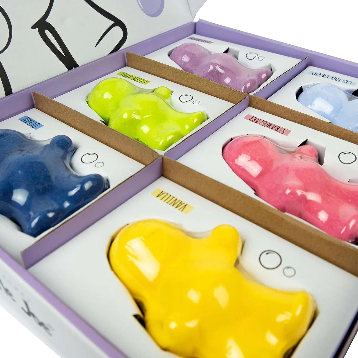 Бомбочки для ванн Bath Salt Figures Little Joe, 6 ароматов, 600 г, Blue, Green, Purple, Yellow, Pink and Light Blue — фото 3