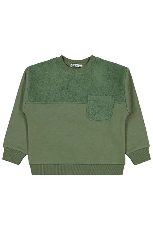 Детские свитшот для мальчиков из плюша Plush garnished sweatshirt Civil Boys, Khaki