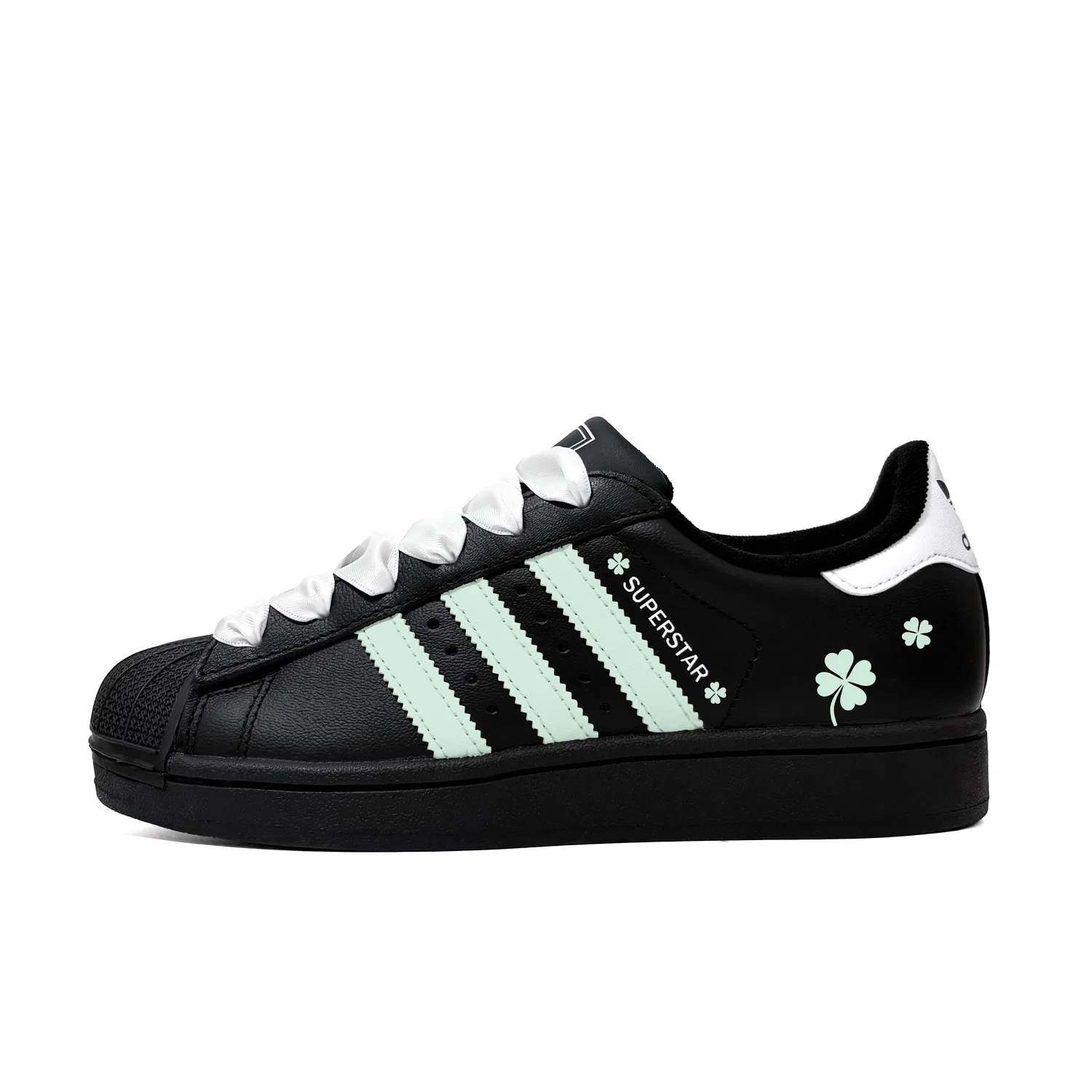 Детские кожаные кроссовки для скейтбординга с закрытым носком Adidas Originals Superstar 2, Черный