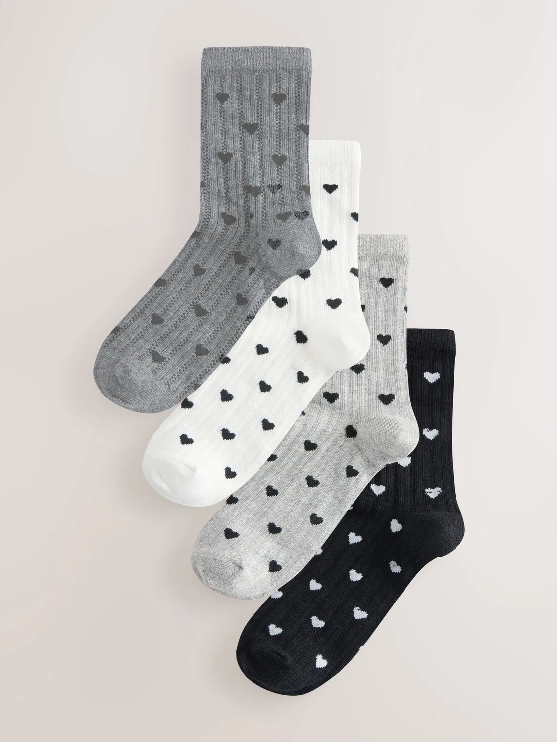 Носки женские, Monochrome Textured Heart Pattern Next, монохром