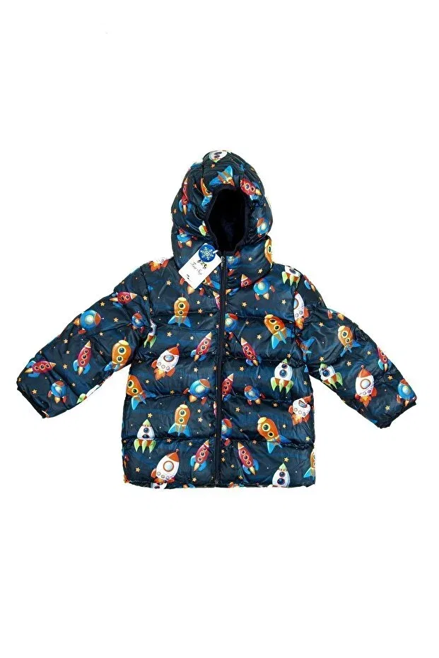 Детское зимнее пальто для девочек с принтом Rocket Montland, Navy Blue — фото 2