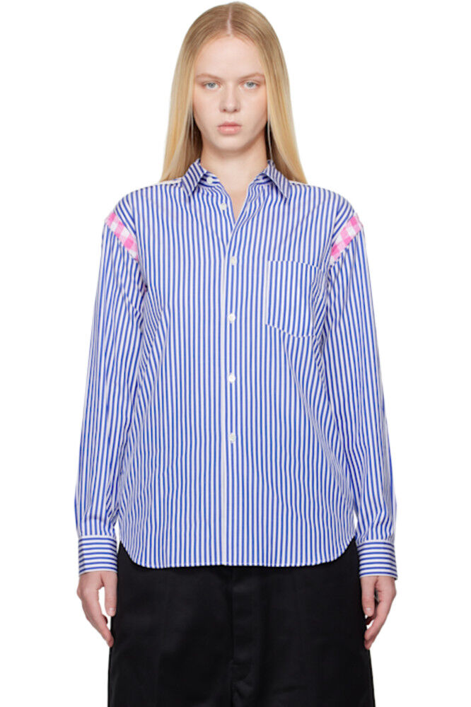 

Рубашка с отделкой в ​​сине-белую полоску в клетку Comme des Garçons Shirt
