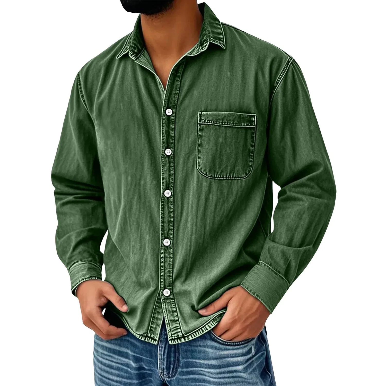 Мужская рубашка с длинным рукавом Vintage, Dark Green