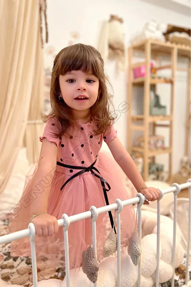 Детское платье для девочек с принтом Emily Penu Baby Kids, Dried Rose — фото 4