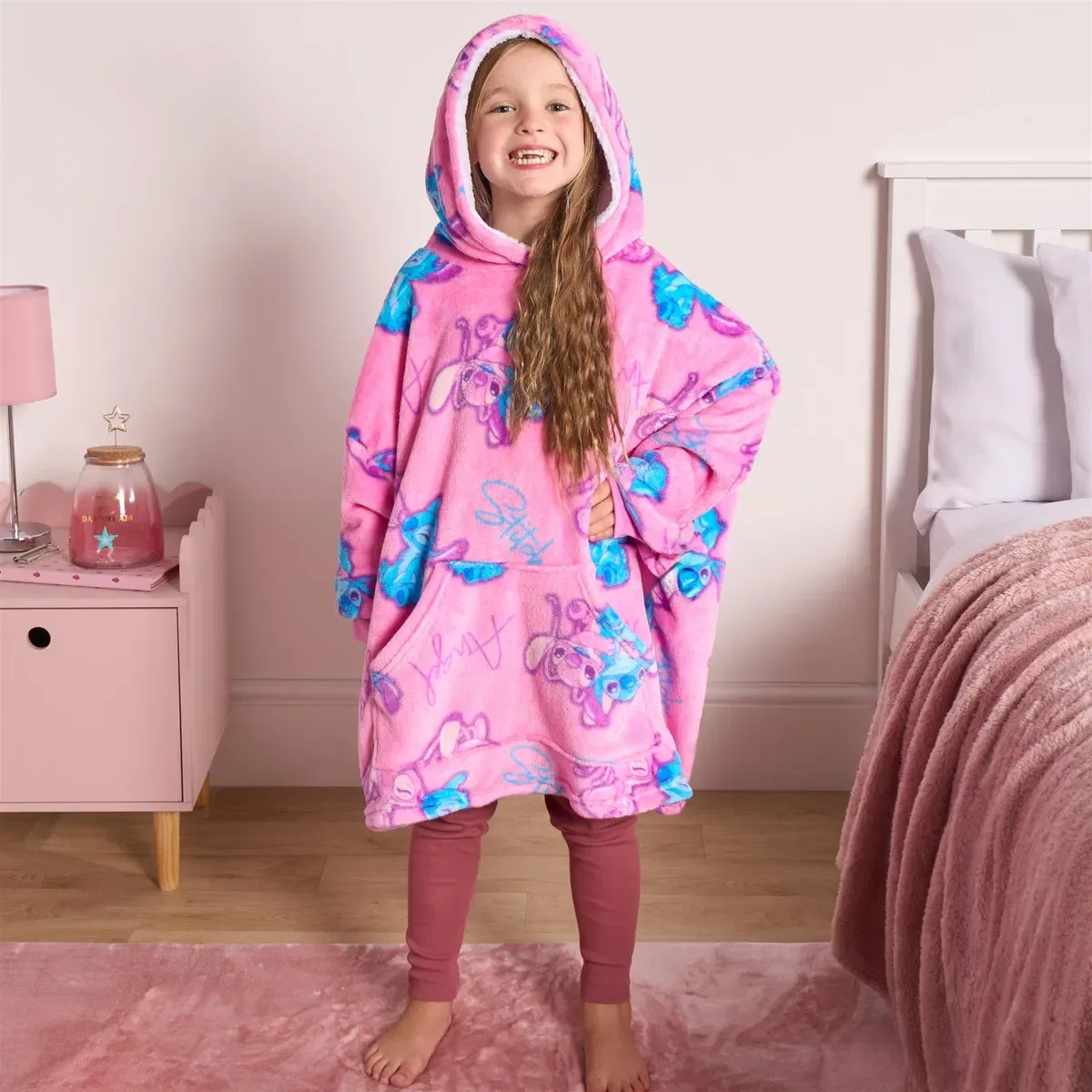 Детский худи с принтом Stitch Ohs, Pink — фото 2