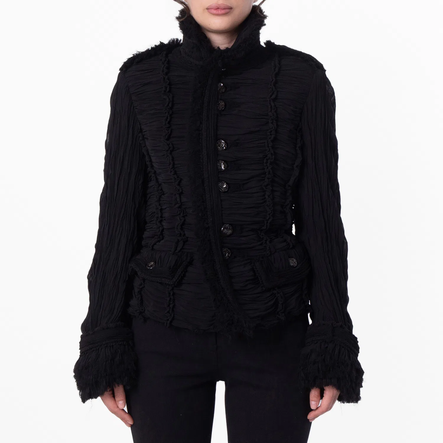 Жакет из плиссированного шелка Pleated Silk Tailored Jacket Burberry, Black
