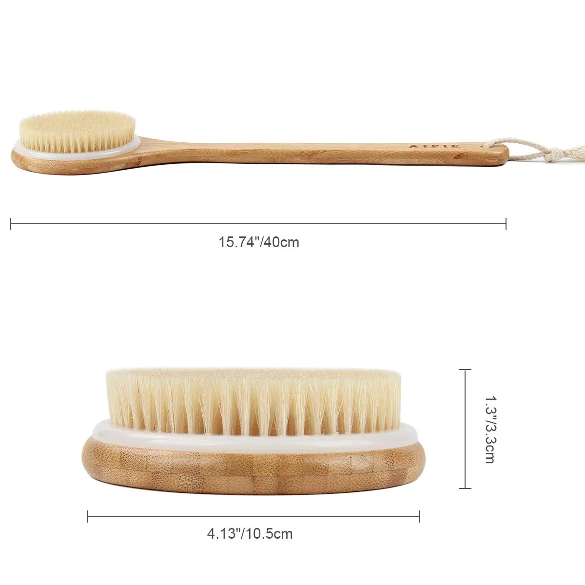 Щетка для тела с длинной ручкой, AIPIE, набор 6 шт, Bamboo — фото 2