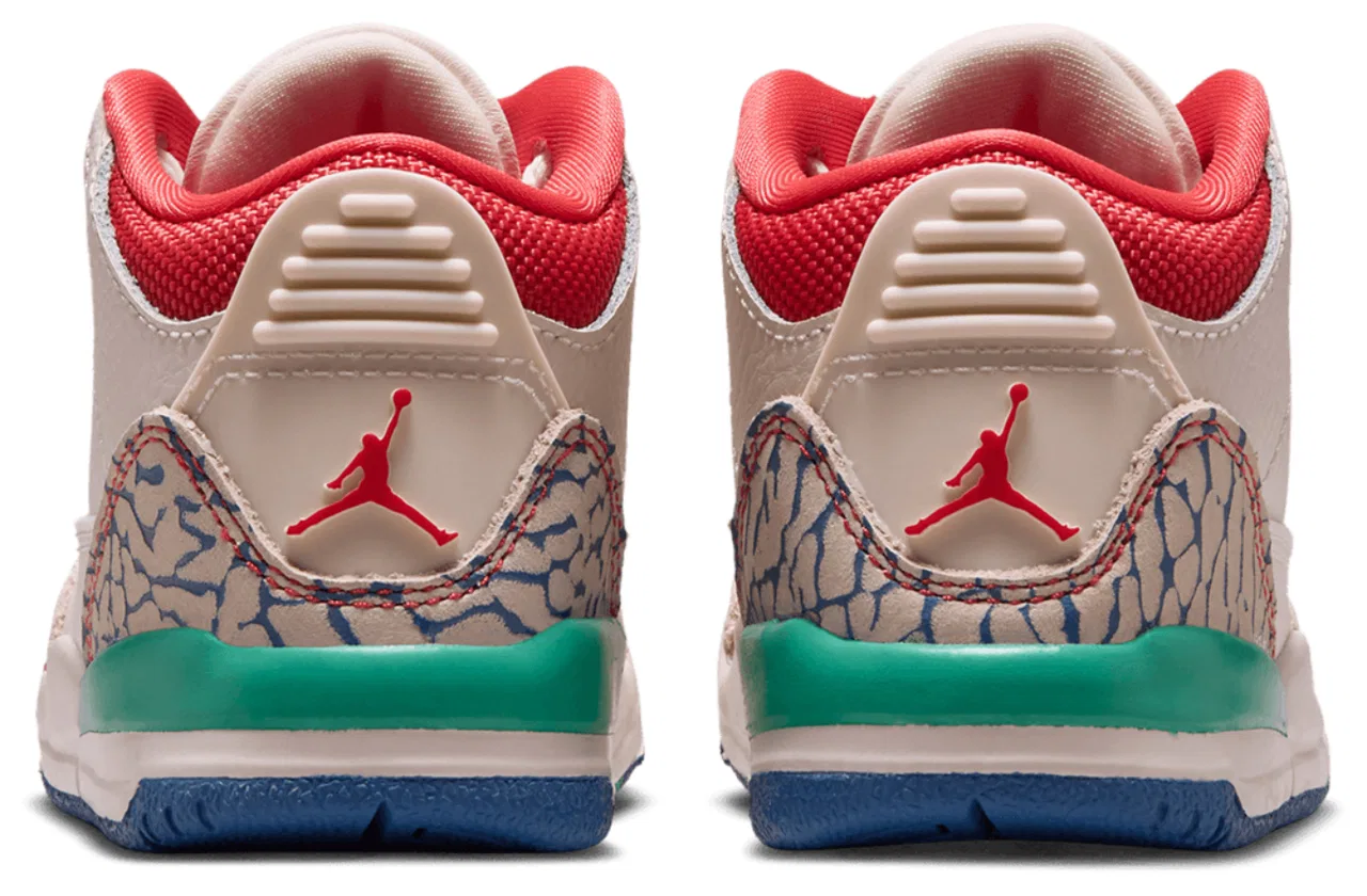 Детские кроссовки для мальчиков с принтом Jordan Retro 3 Jordan, White/Red/Green — фото 3