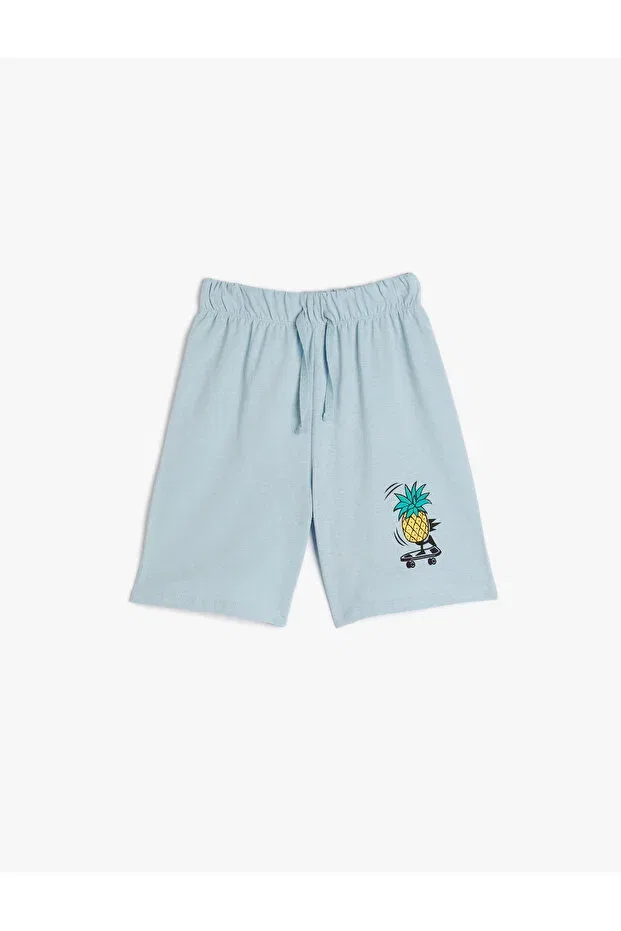 Детские шорты для мальчиков с принтом Shorts pineapple printed waist tied cotton Koton, Blue
