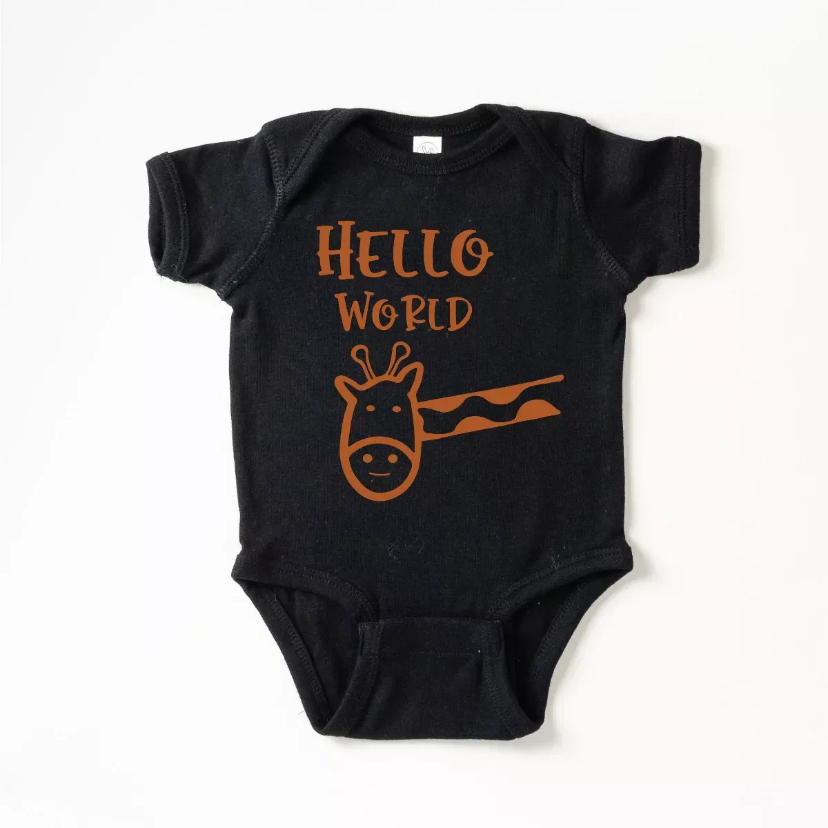 Детское боди для мальчиков с коротким рукавом Hello World Giraffe The Juniper Shop, Black