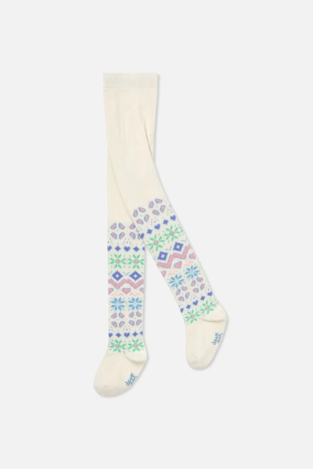 Детские колготки с орнаментом Fair Isle Deux par Deux, Beige And Multicolored