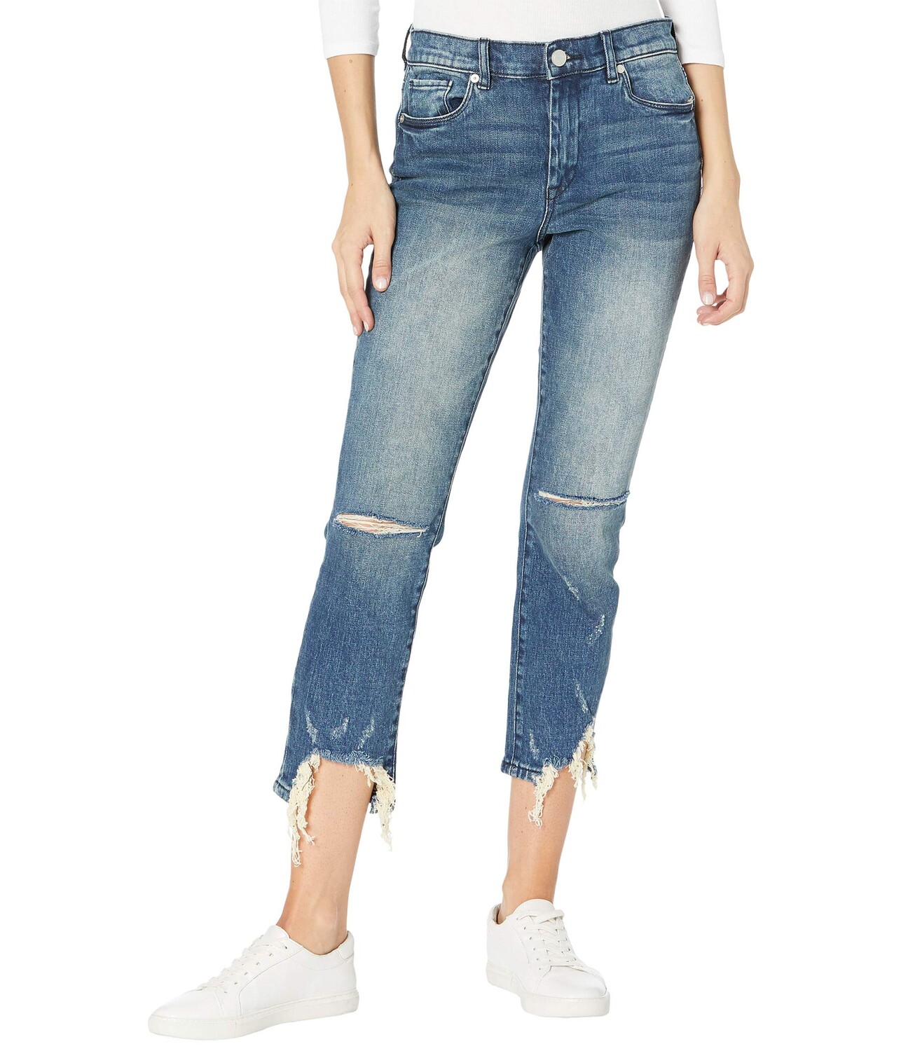 

Джинсы Blank NYC, Madison High-Rise Crop Medium Wash Skinny Jeans w/ Raw Hem Detail in My Type