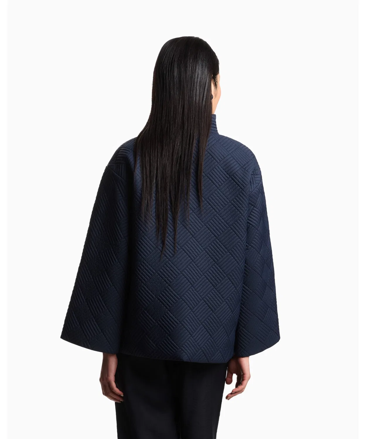Женское пальто-пикоут с утеплителем, модель ASV EMPORIO ARMANI, Navy — фото 4