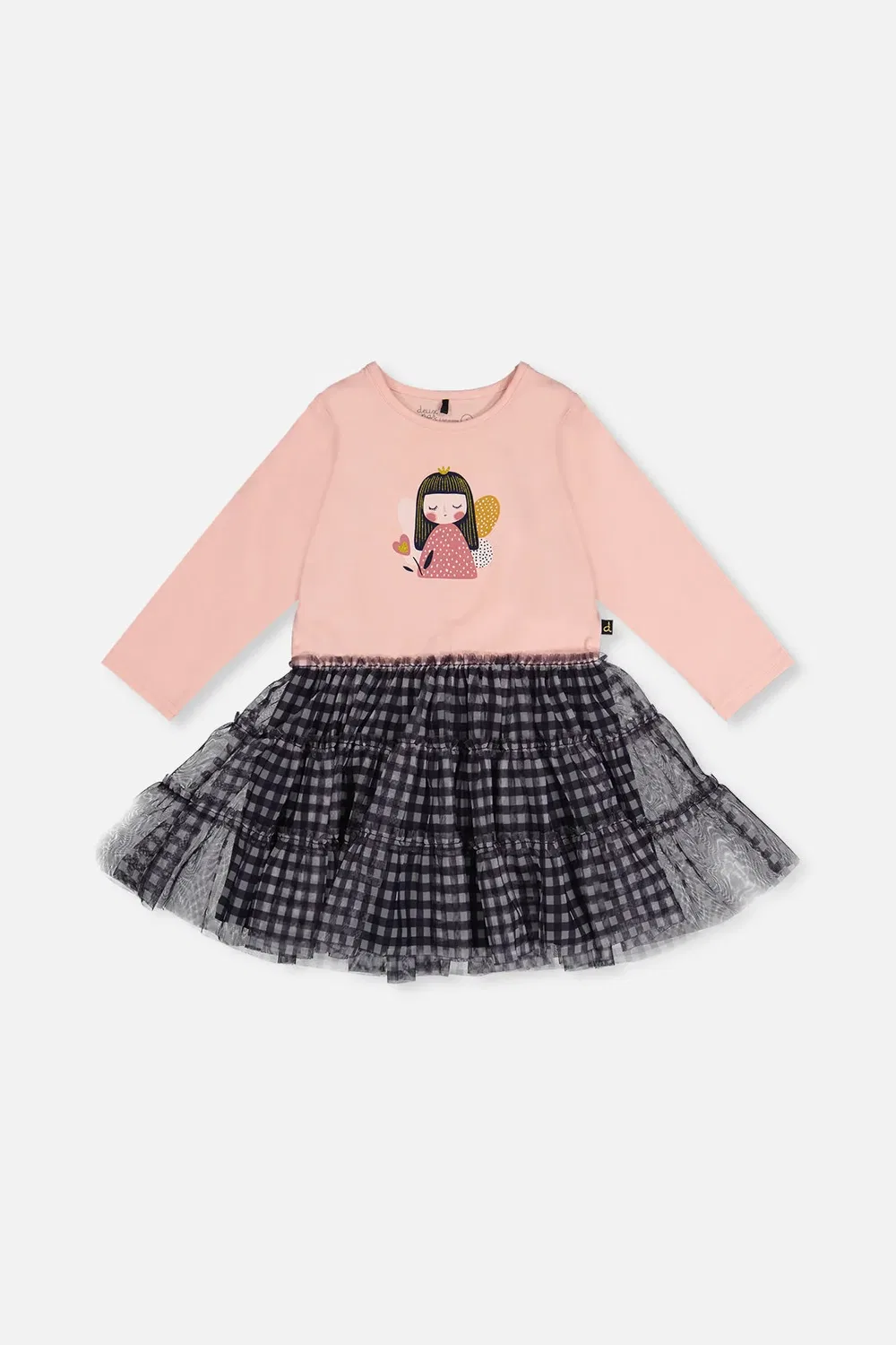 Детское платье для девочек с длинным рукавом и феей Deux par Deux, Pale Dusty Pink and Navy