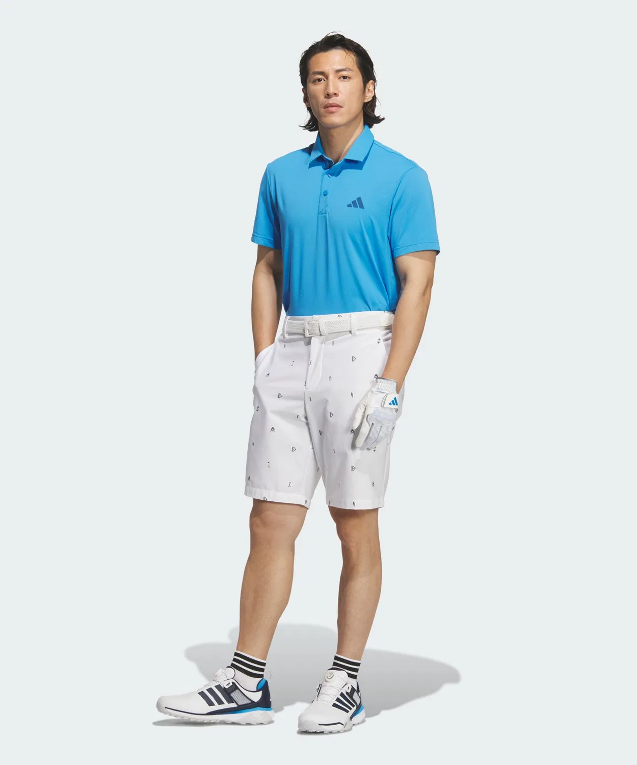 Мужская футболка-поло с принтом на спине Adidas Golf, Blue — фото 4
