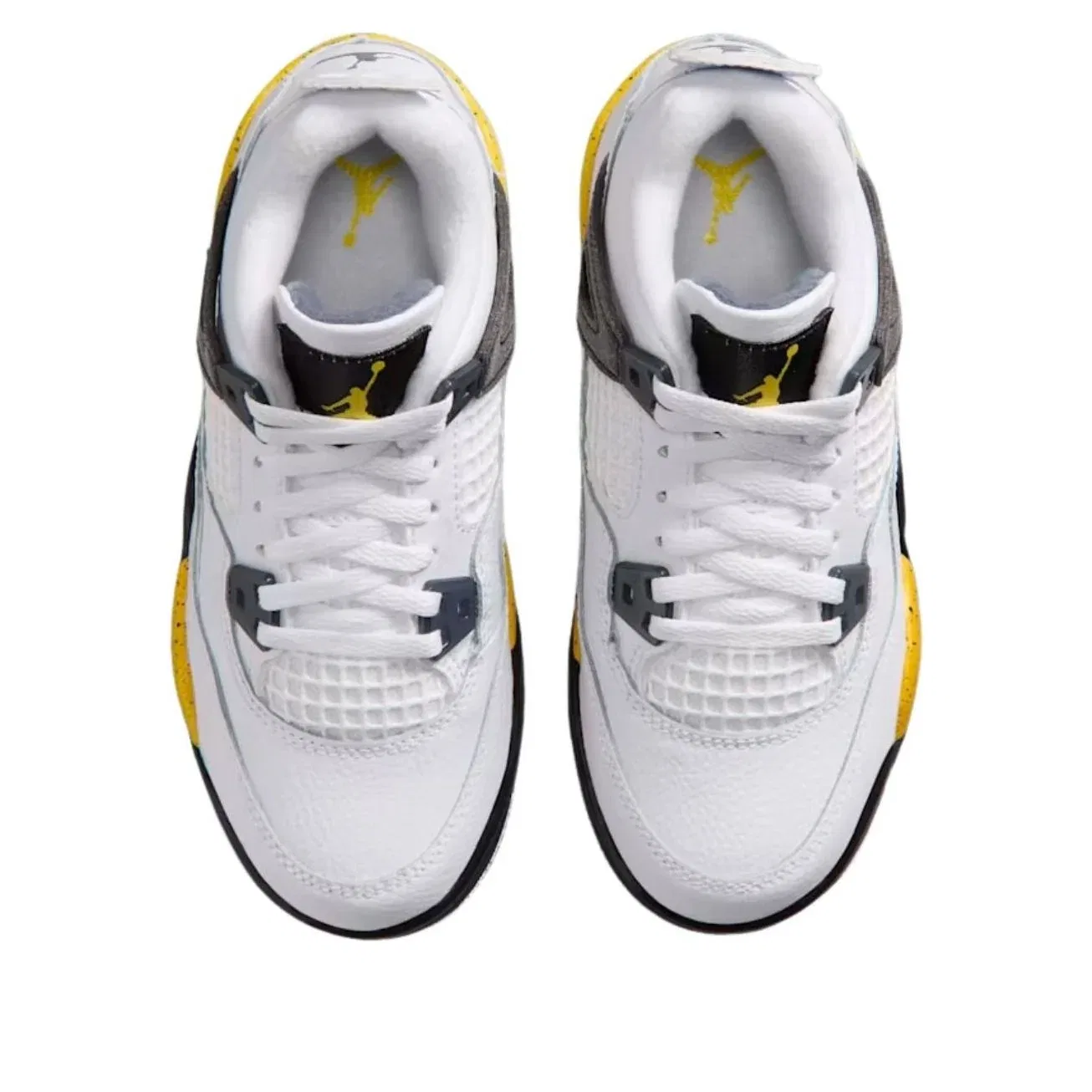 Детские кроссовки с кожаным верхом Air Jordan 4 'Tour Yellow' Jordan, White/Tour Yellow/Dark Blue Grey/Black — фото 3
