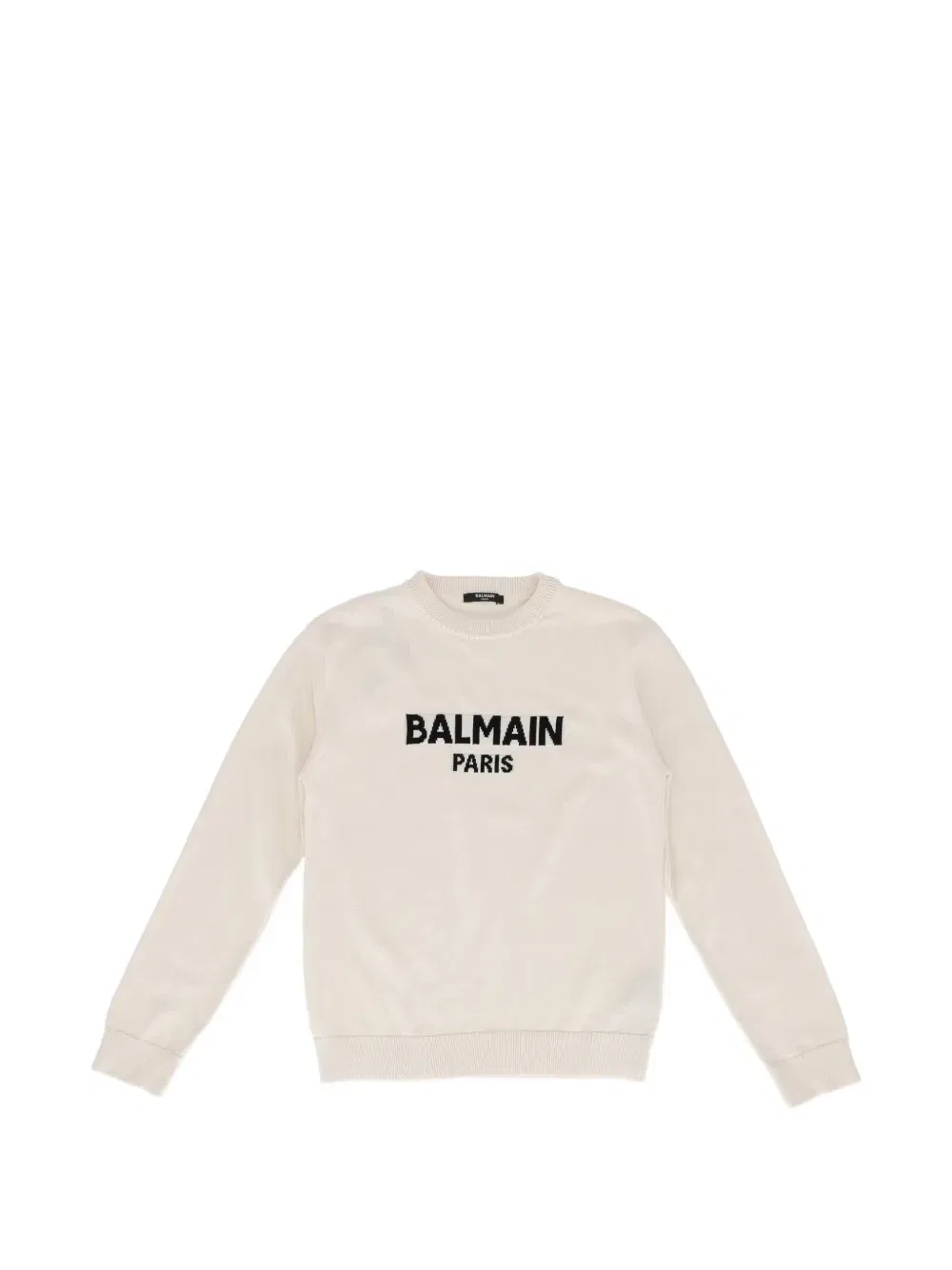 Вязаный свитер с вставкой-логотипом Balmain Kids, бежевый