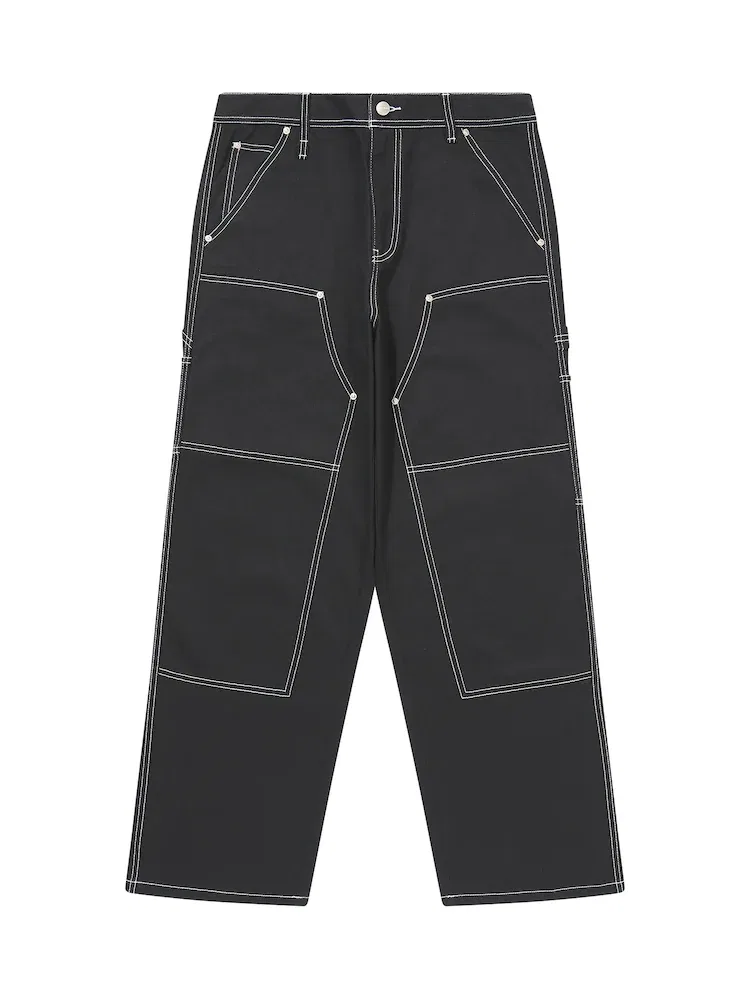 Брюки прямого кроя Double Knee Cotton Work Pants SUPERDRY, Black — фото 3