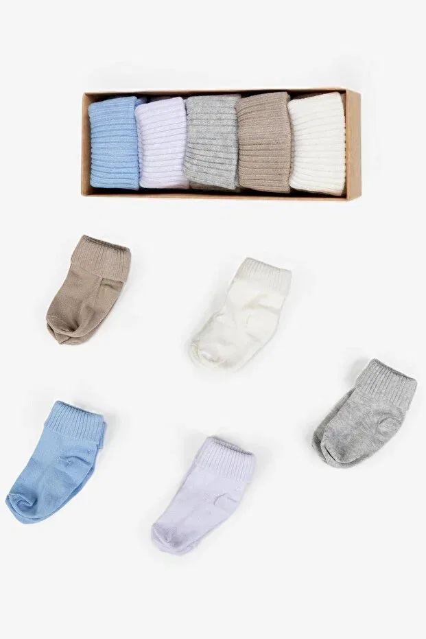 Детские носки для новорожденных хлопковые набор 5 пар Organic Cotton 5-Piece Newborn Baby Socks Set Baby Shez, Blue