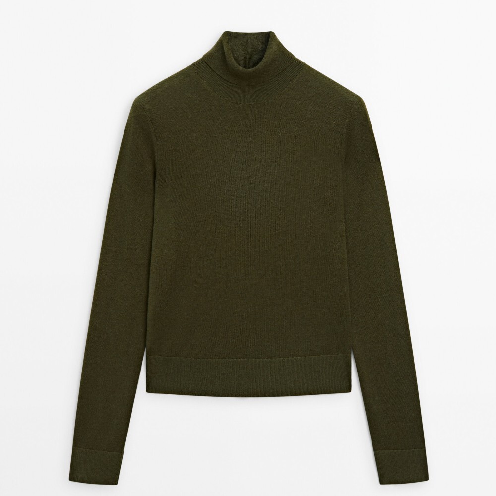 

Свитер Massimo Dutti High Neck Knit, темно-зеленый