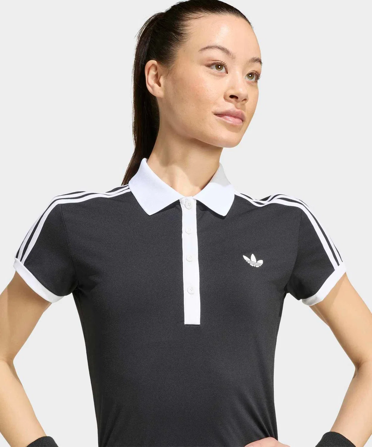 Женская теннисная классическая поло с коротким рукавом, slim fit Adidas, Black — фото 3