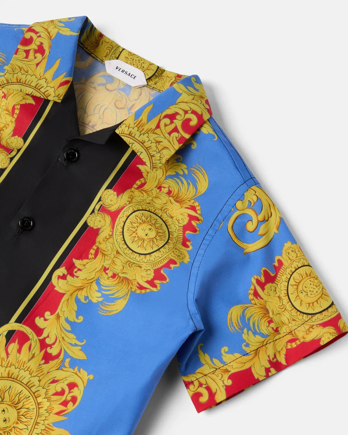 Рубашка из поплина с принтом для малышей VERSACE, синий — фото 4
