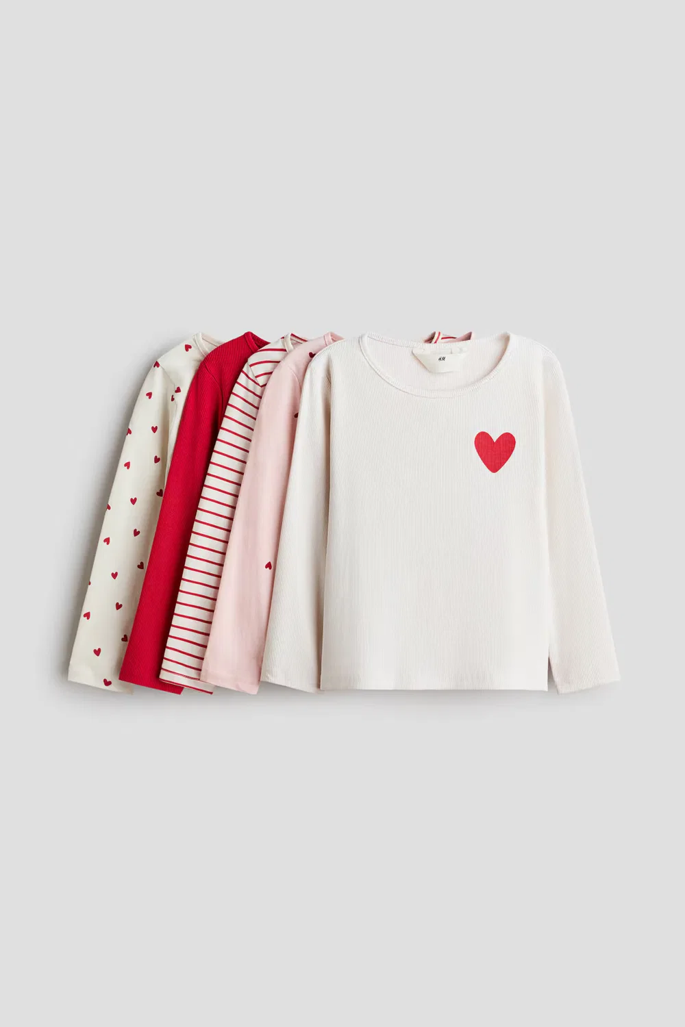 Комплект из 5 длинных рукавов из хлопка H&M, Rot/Herzen