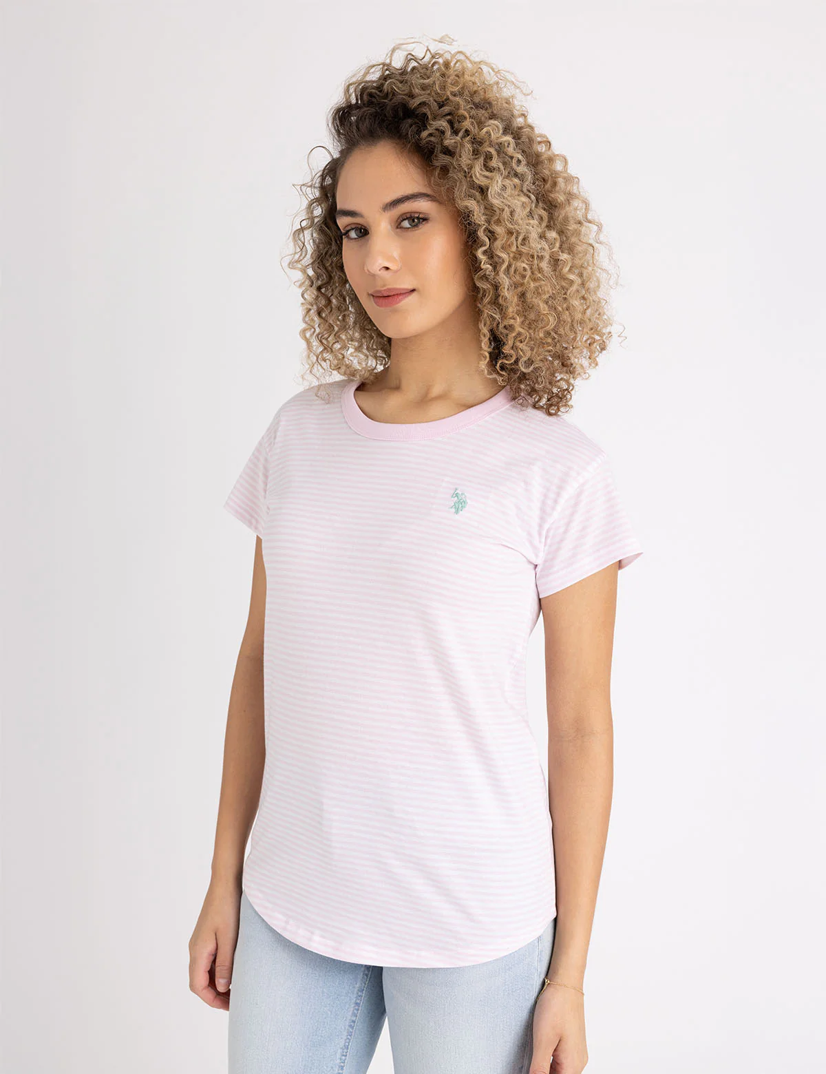 

Футболка U.S. Polo Assn Ringer Stripe, розовый