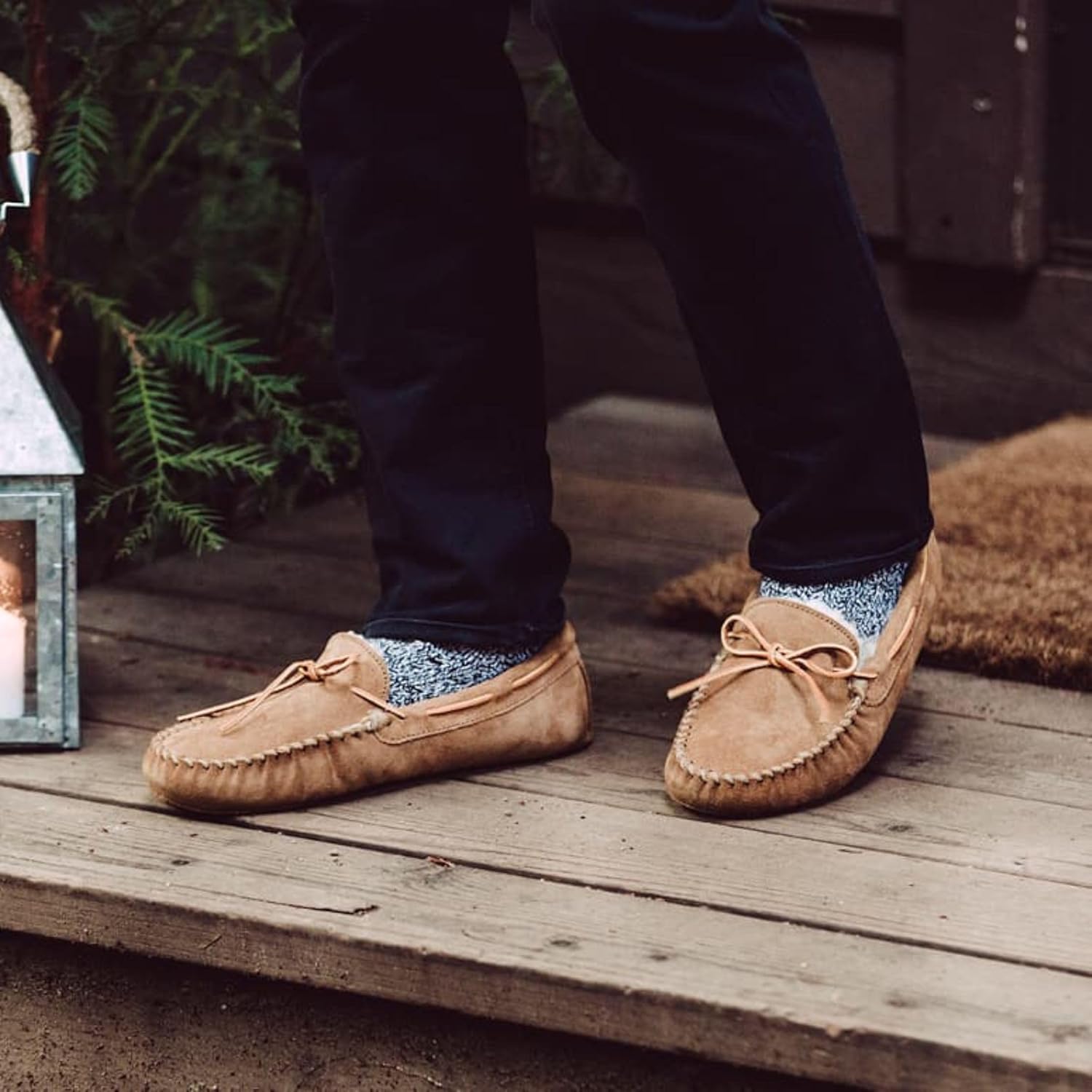 Мужские мокасины Minnetonka из овчины с мягкой кожаной подошвой — фото 2