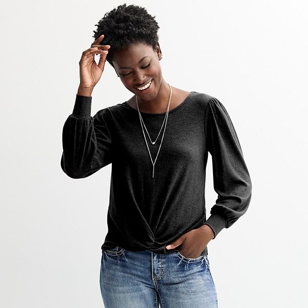 

Женский топ с асимметричным подолом и колье Apt. 9, Jet Black