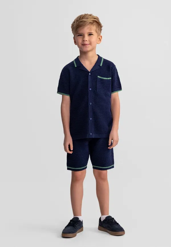 Спортивный костюм из хлопка Short sleeve and set - shorts Minoti, темно-синий