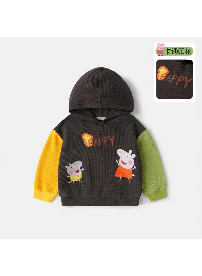 Свитшот с капюшоном и цветными рукавами Peppa Pig, серый — фото 2