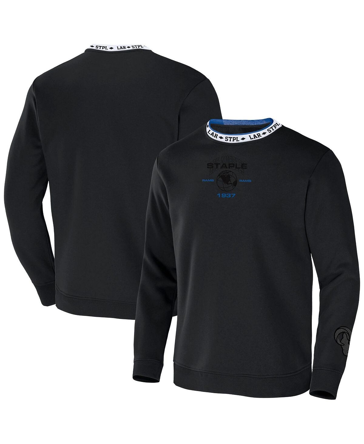 

Мужская толстовка nfl x staple black los angeles rams с вышивкой fundementals globe pullover crew sweatshirt NFL Properties, черный