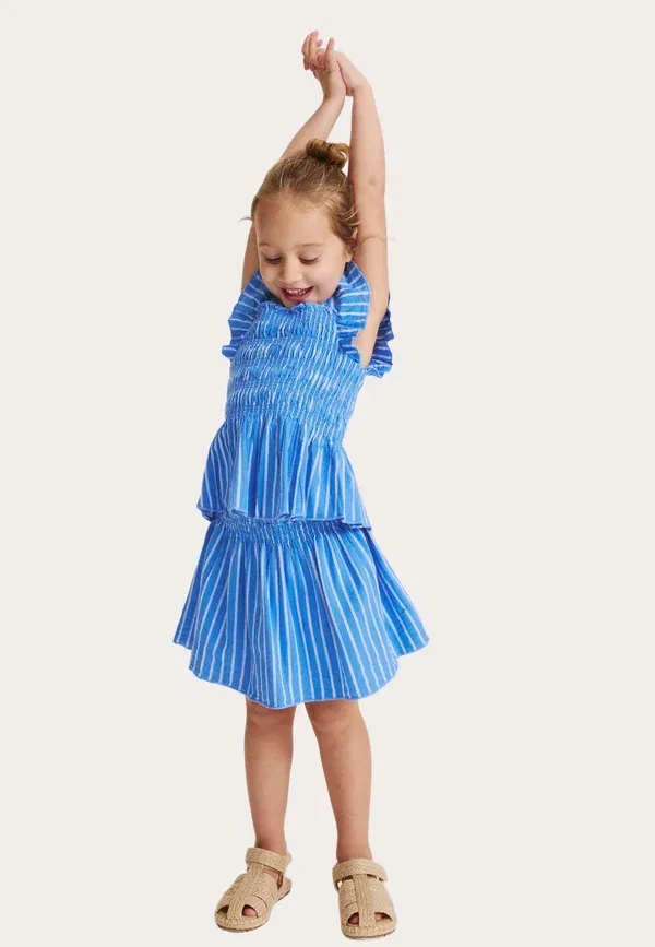 Комплект из топа и юбки, хлопок, pure shirred outfit set, Marks & Spencer, Royal Blue, синий — фото 2