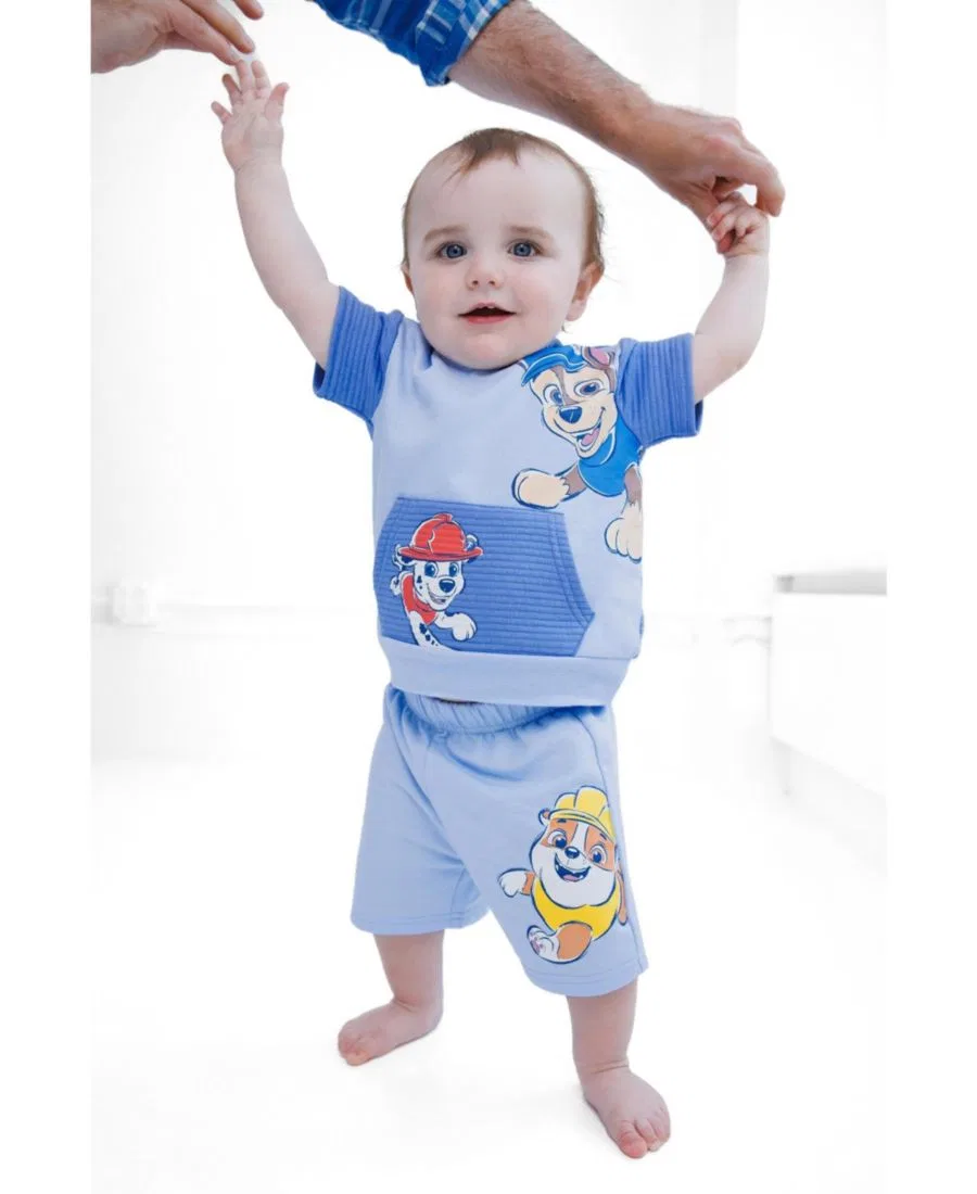 Детский комплект из худи и шорт с принтом Paw Patrol, Light Blue — фото 3