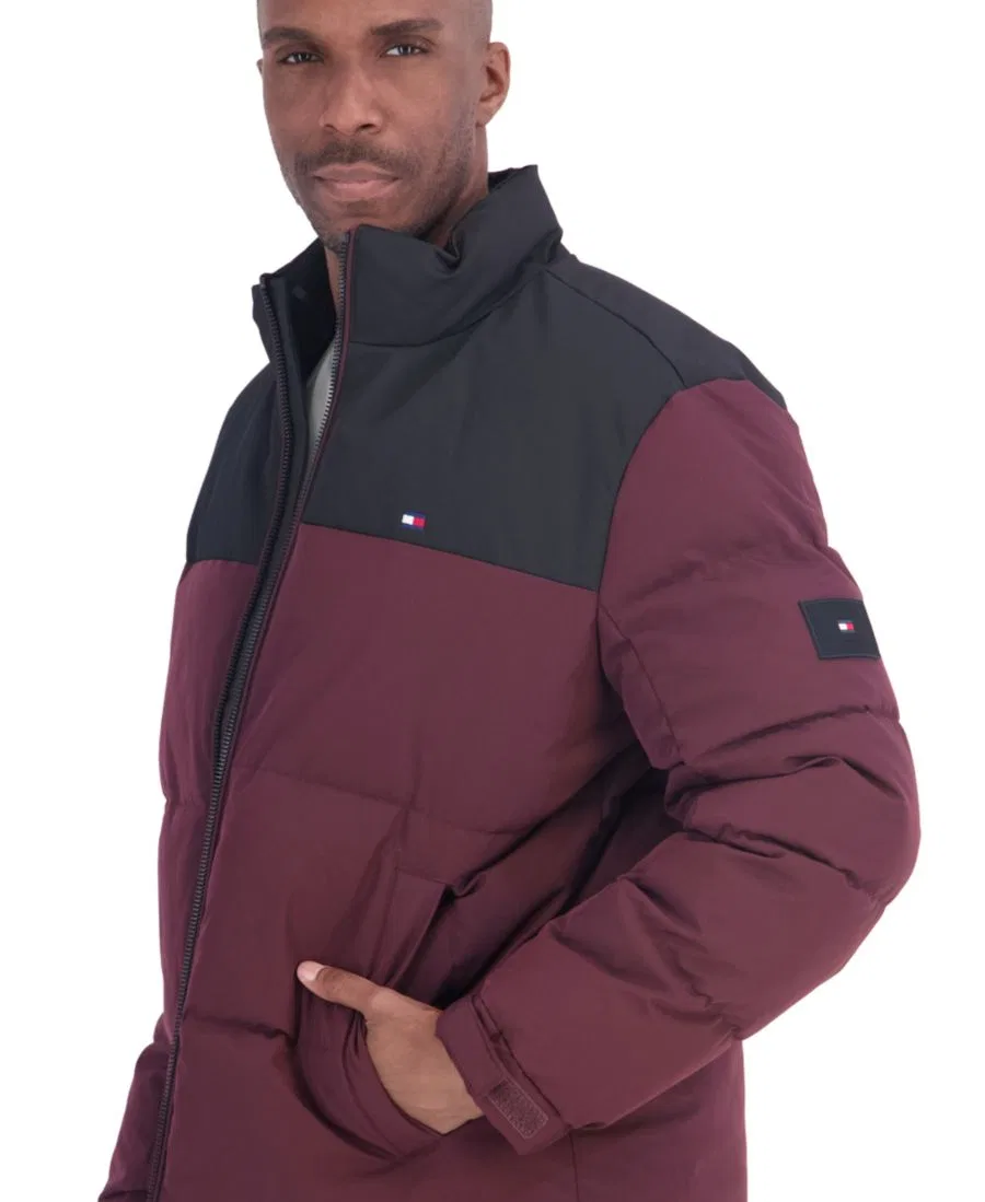 Мужская куртка-пуховик с несъемным капюшоном, Oversized Quilt Channels Tommy Hilfiger, Burgundy — фото 3