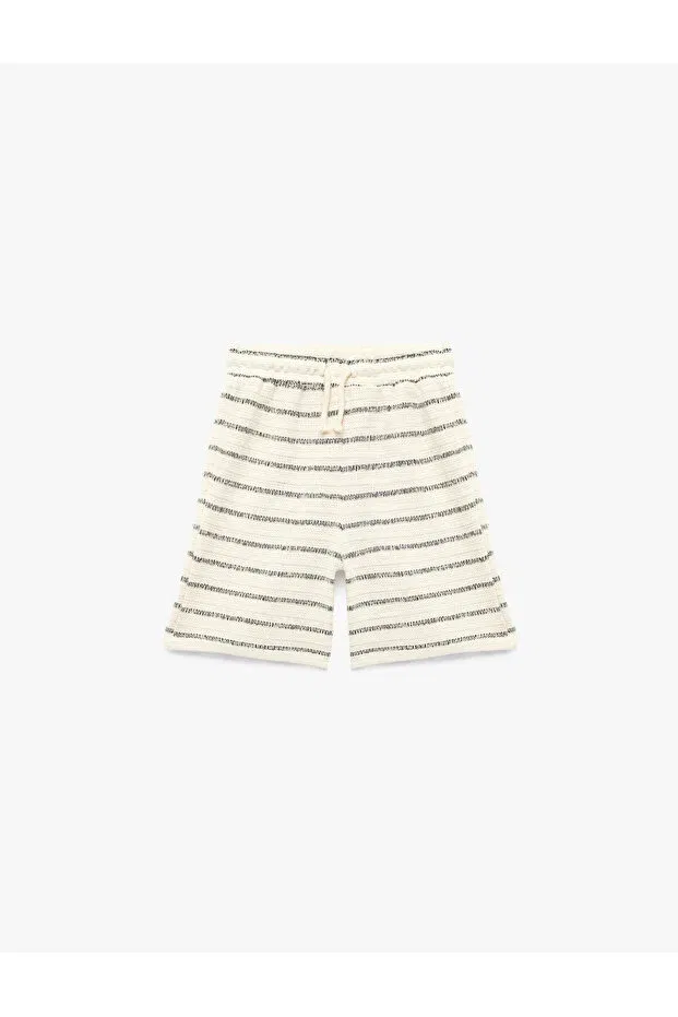 Детские шорты для мальчиков хлопковые с полосками Koton, Ecru Striped — фото 2