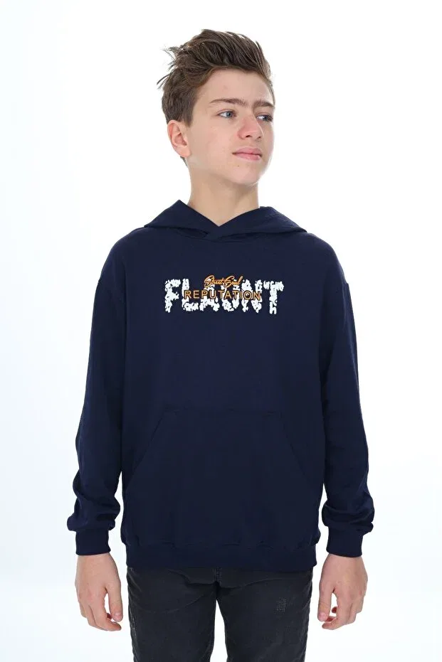 Детская толстовка для мальчиков с принтом Flaunt Printed Toontoy, Navy Blue