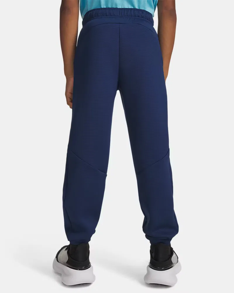 Детские джоггеры для мальчиков 63,5 см из мягкого двойного трикотажа UA Unstoppable Fleece UnderArmour, Blackout Navy/Silver Reflective — фото 2